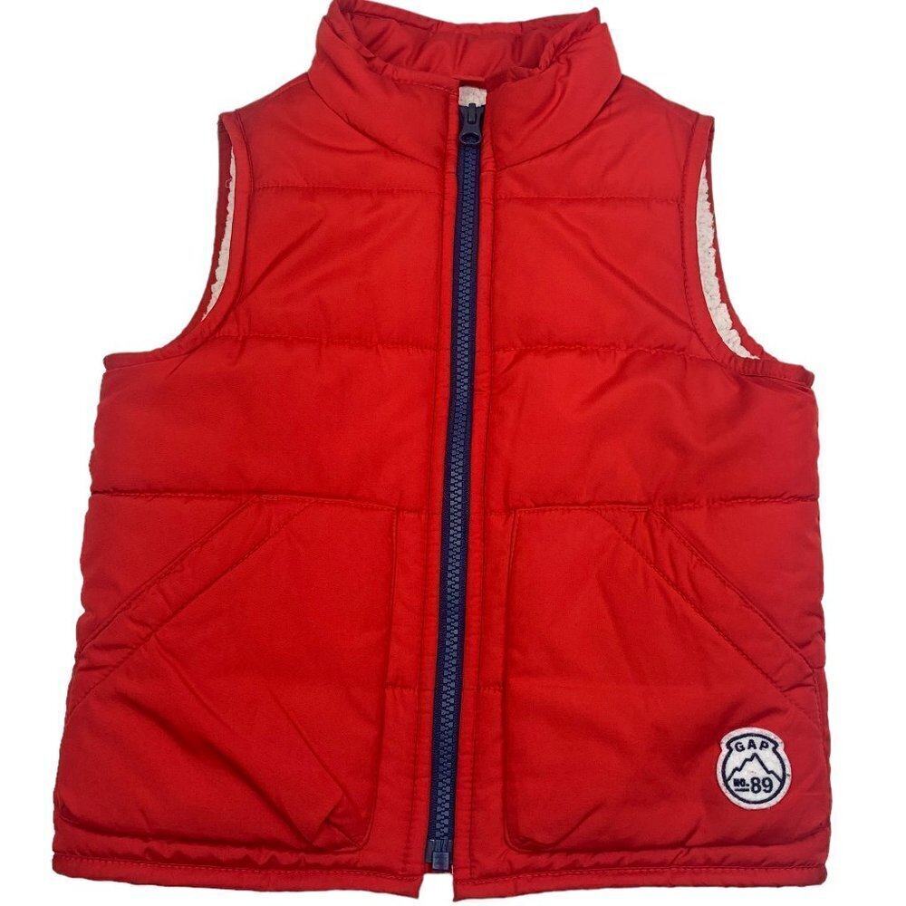 Baby Gap Warm/Comfy/Cozy Sherpa Lined Red Puffer Vest Size 3 Years